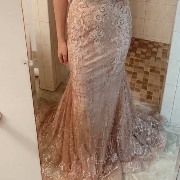 Rose gold prom dress (not Sherri hill) - Picture 2 of 5